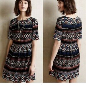 Maeve diamond geometric tribal print mini dress